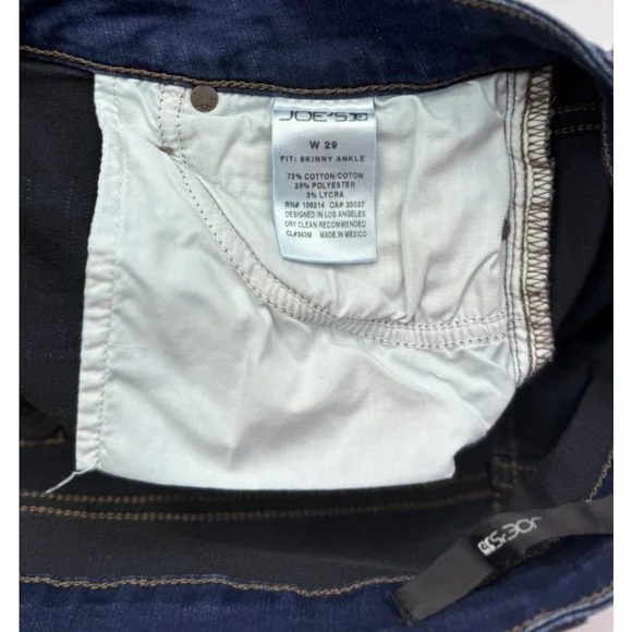 Joe's Skinny Ankle Jeans 29 Frayed Hem Dark Wash Blue Denim Stretch Mid Rise - Picture 6 of 6